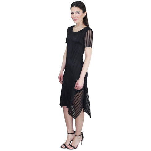 Flash Sale: Cap Sleeve Illusion Pleated Dress - DR783